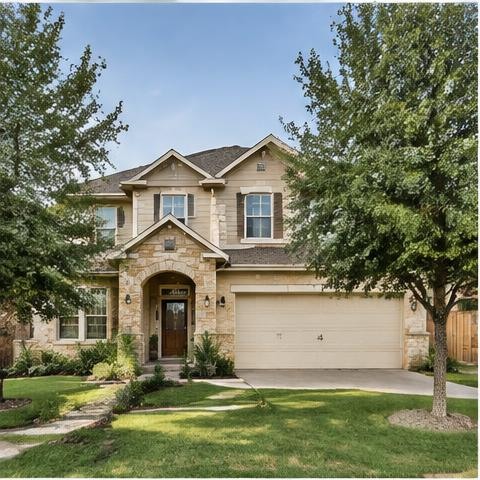 A well-kept family home on a shaded street in Round Rock
